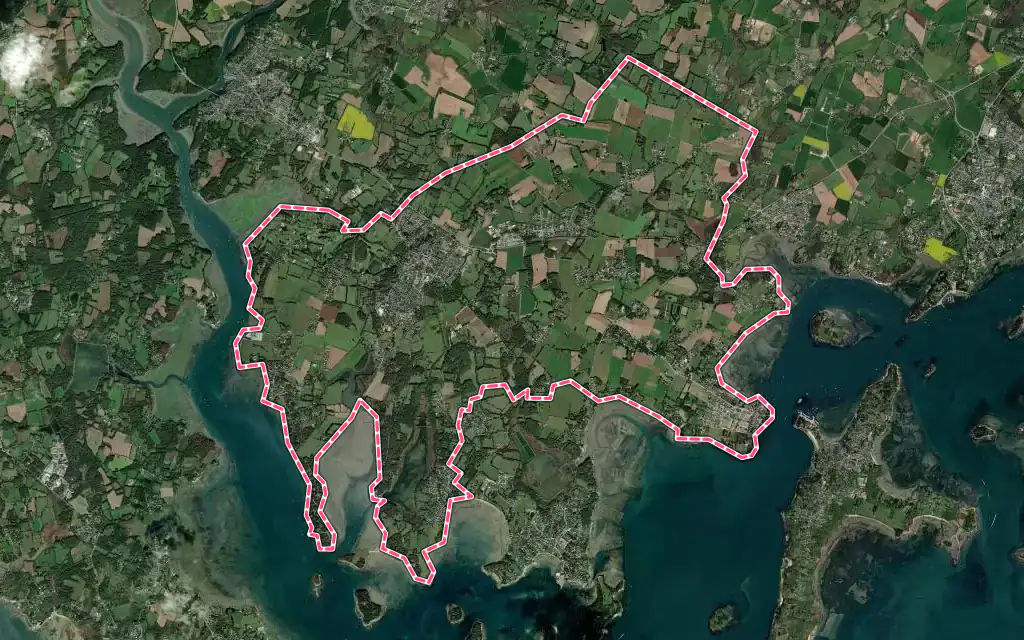Vue satellite de Baden avec ses contours administratifs