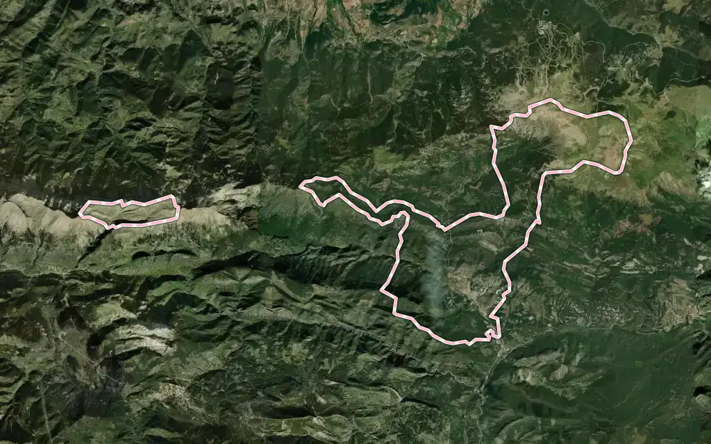 Vista satélite de Bagà con su contorno administrativo