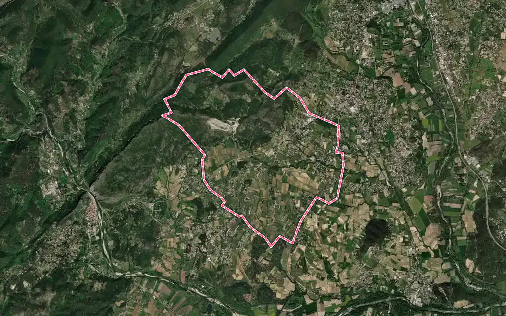 Vue satellite de Bagard avec ses contours administratifs
