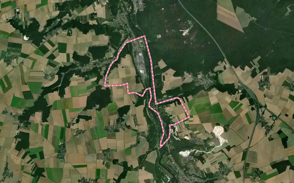 Vue satellite de Bagneaux-sur-Loing avec ses contours administratifs
