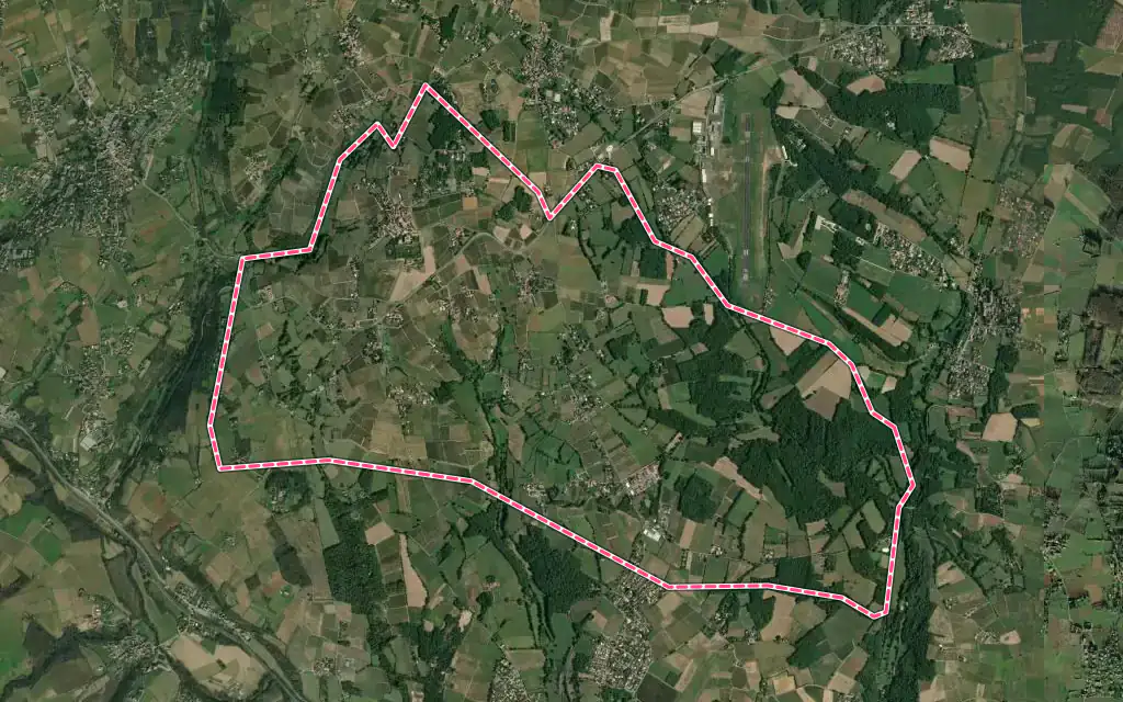 Vue satellite de Bagnols avec ses contours administratifs
