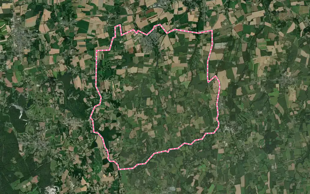 Vue satellite de Baguer-Morvan avec ses contours administratifs