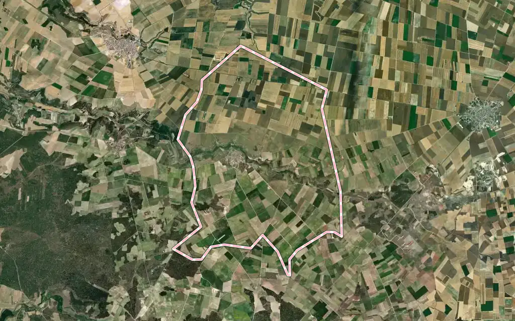 Vista satélite de Bahabón con su contorno administrativo