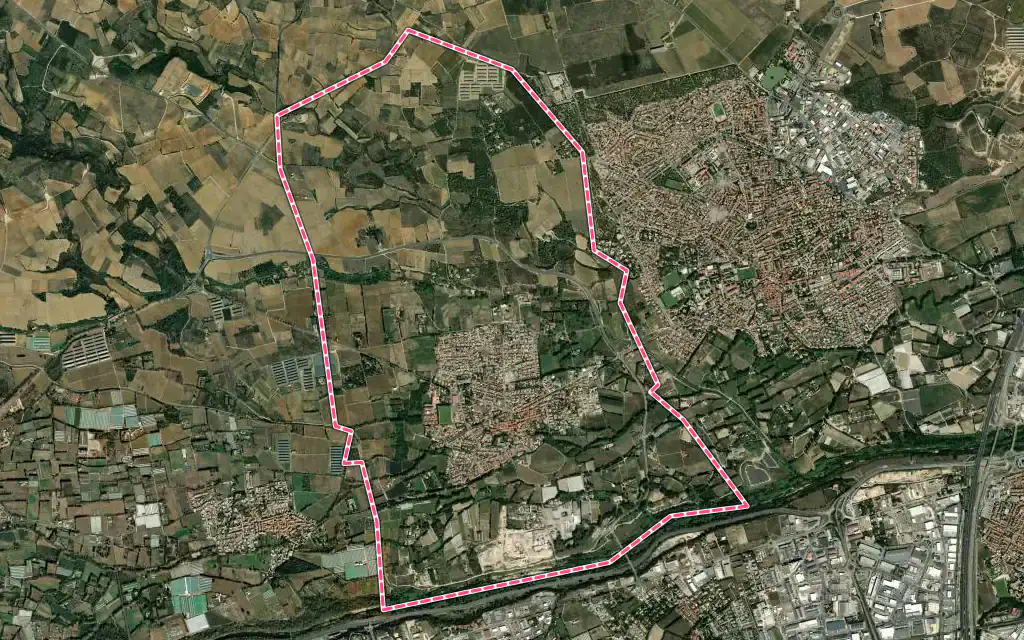 Vue satellite de Baho avec ses contours administratifs