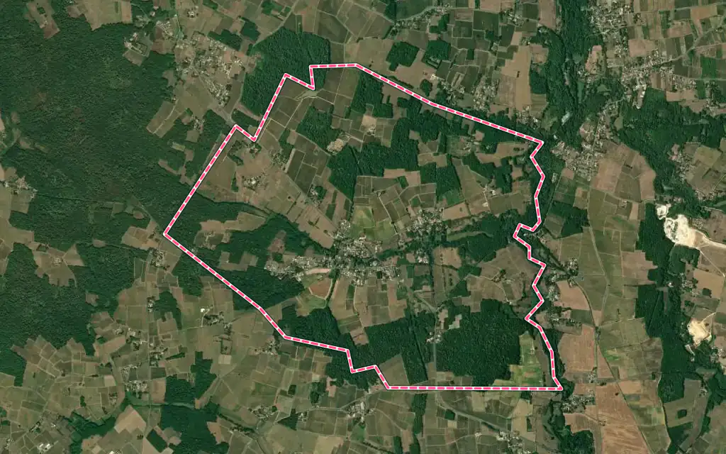 Vue satellite de Baigneaux avec ses contours administratifs