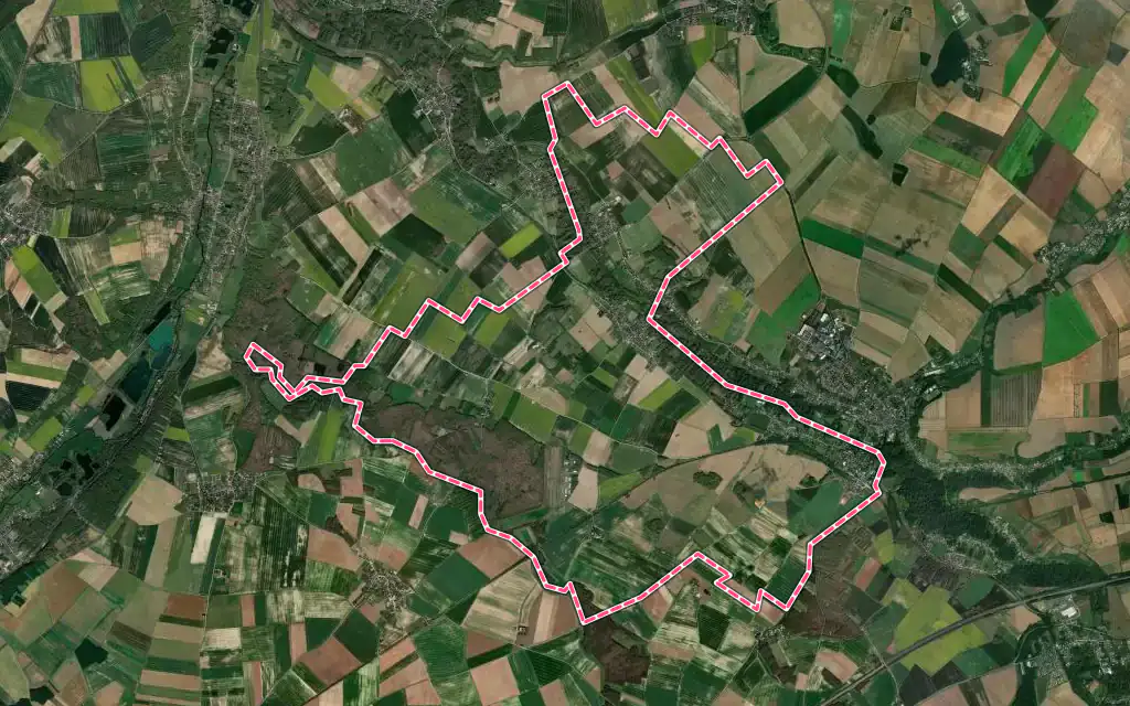 Vue satellite de Bailleau-Armenonville avec ses contours administratifs