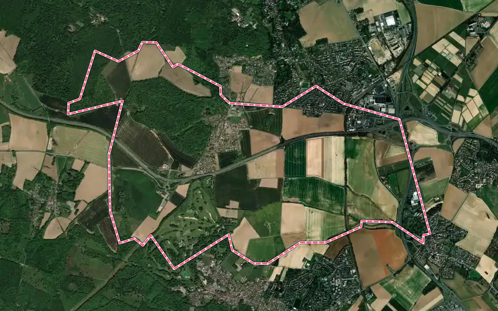 Vue satellite de Baillet-en-France avec ses contours administratifs