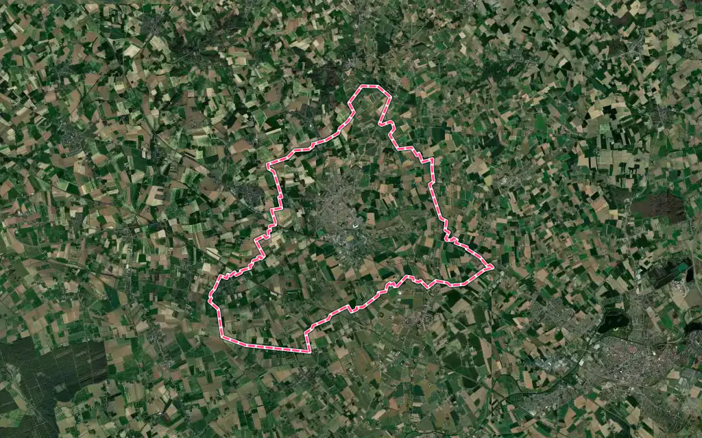 Vue satellite de Bailleul avec ses contours administratifs