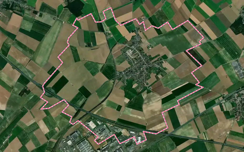 Vue satellite de Bailleul-Sir-Berthoult avec ses contours administratifs