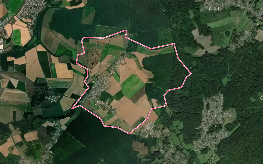Vue satellite de Bailly avec ses contours administratifs