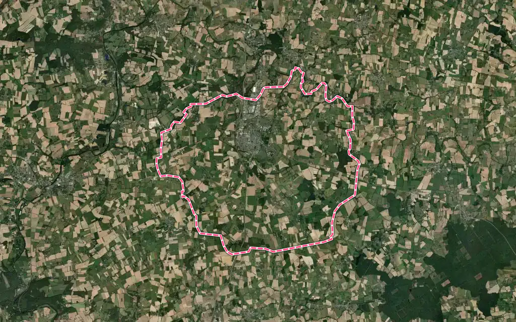 Vue satellite de Bain-de-Bretagne avec ses contours administratifs