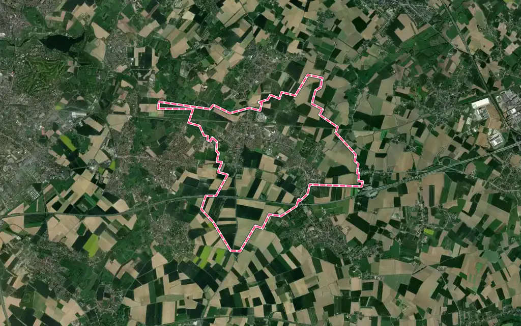 Vue satellite de Baisieux avec ses contours administratifs