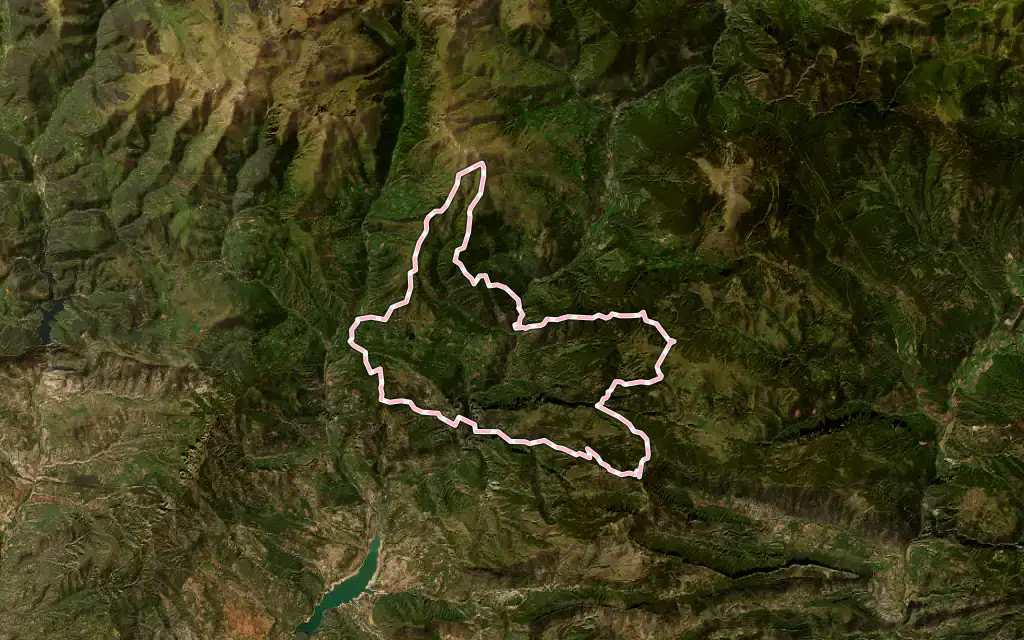 Vista satélite de Baix Pallars con su contorno administrativo