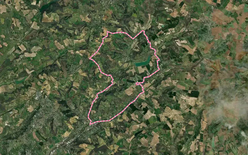 Vue satellite de Bajamont avec ses contours administratifs