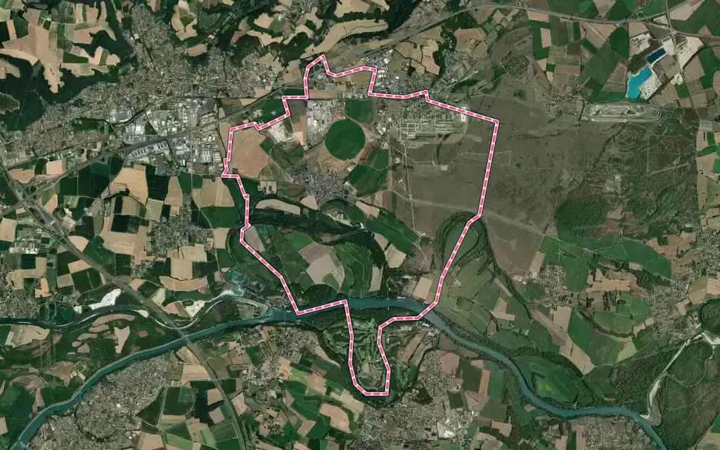 Vue satellite de Balan avec ses contours administratifs
