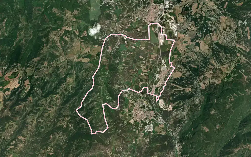 Vista satélite de Balenyà con su contorno administrativo