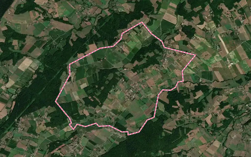 Vue satellite de Balesta avec ses contours administratifs