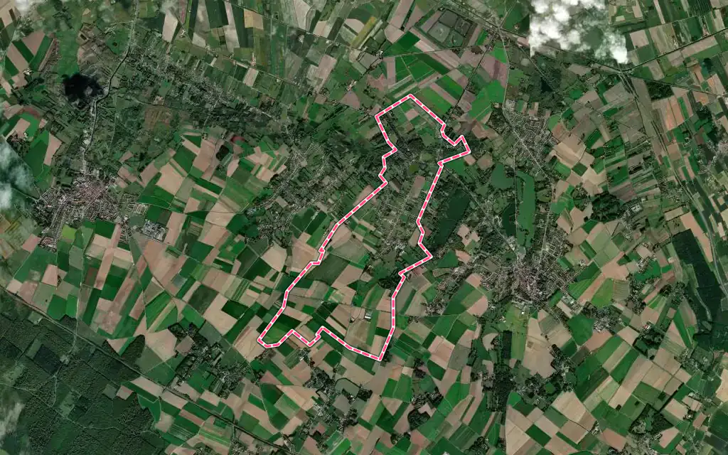 Vue satellite de Balinghem avec ses contours administratifs