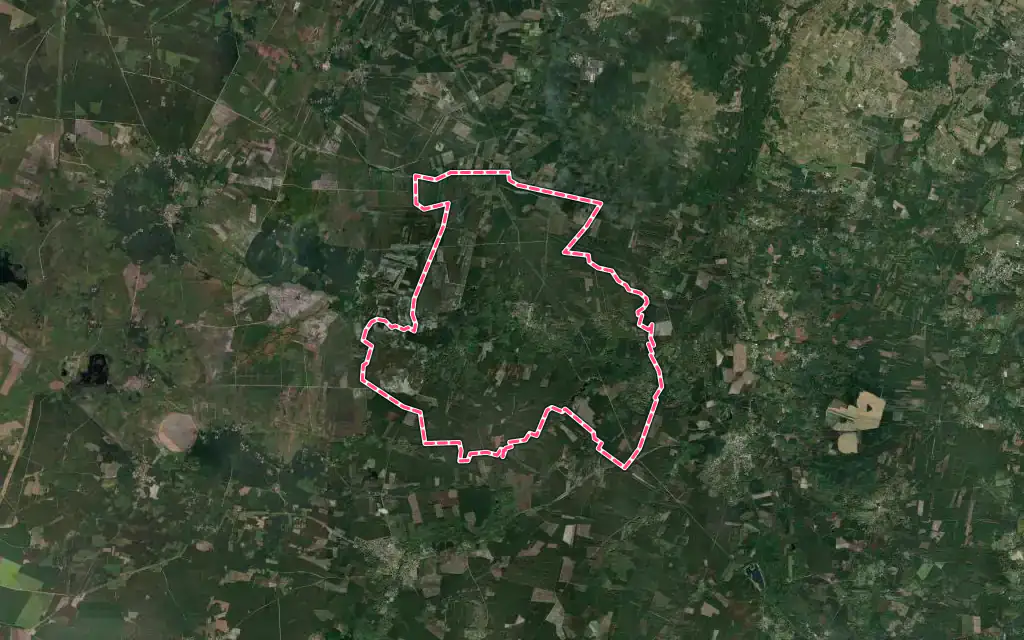 Vue satellite de Balizac avec ses contours administratifs