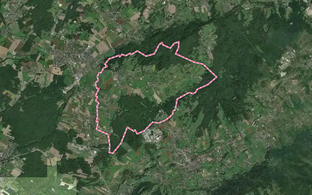 Vue satellite de Ballaison avec ses contours administratifs