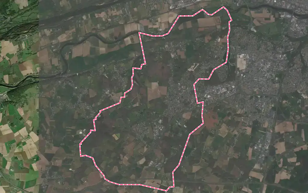 Vue satellite de Ballan-Miré avec ses contours administratifs