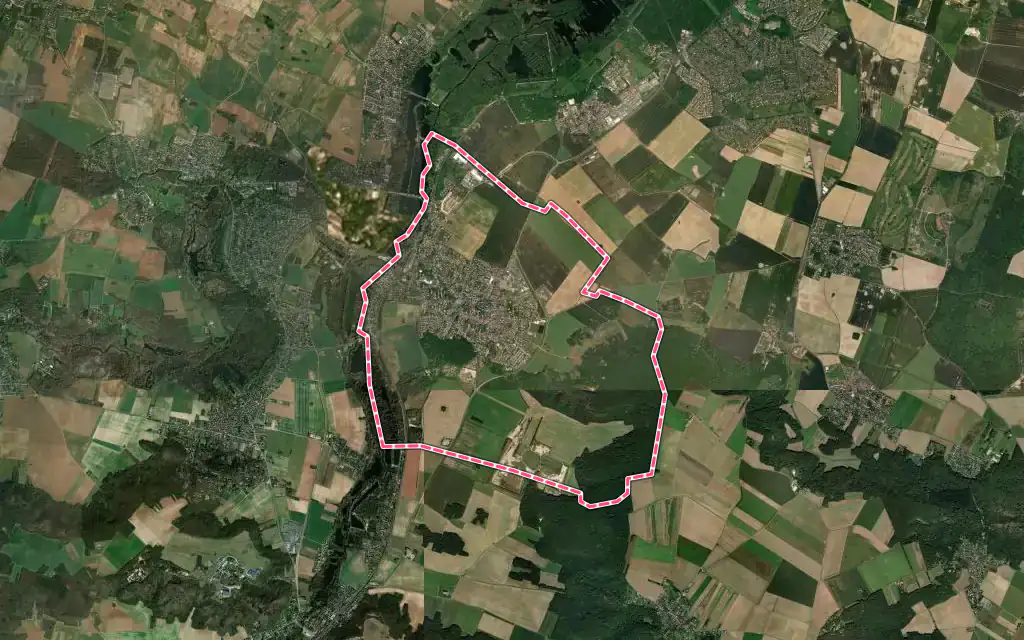 Vue satellite de Ballancourt-sur-Essonne avec ses contours administratifs