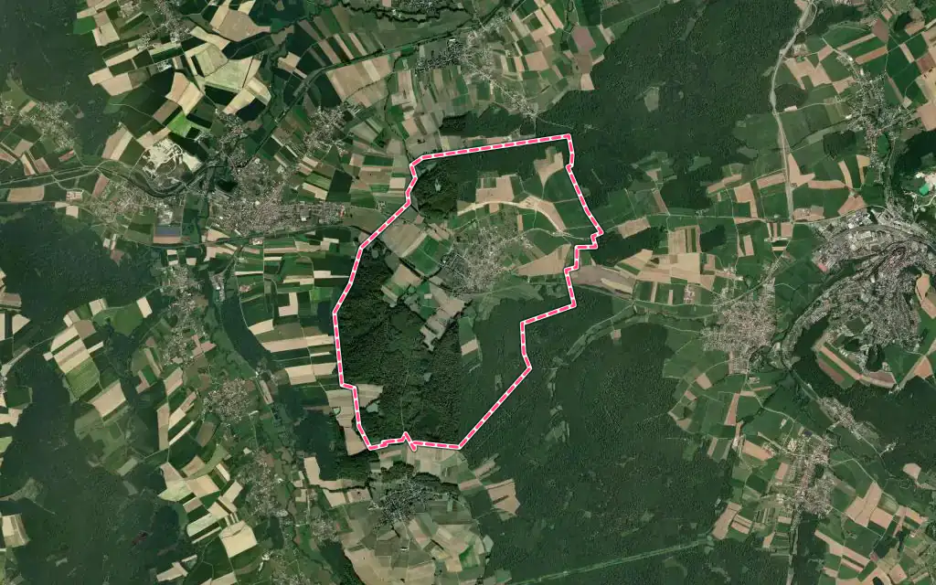 Vue satellite de Ballersdorf avec ses contours administratifs