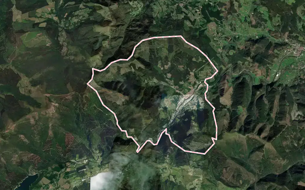 Vista satélite de Balmaseda con su contorno administrativo