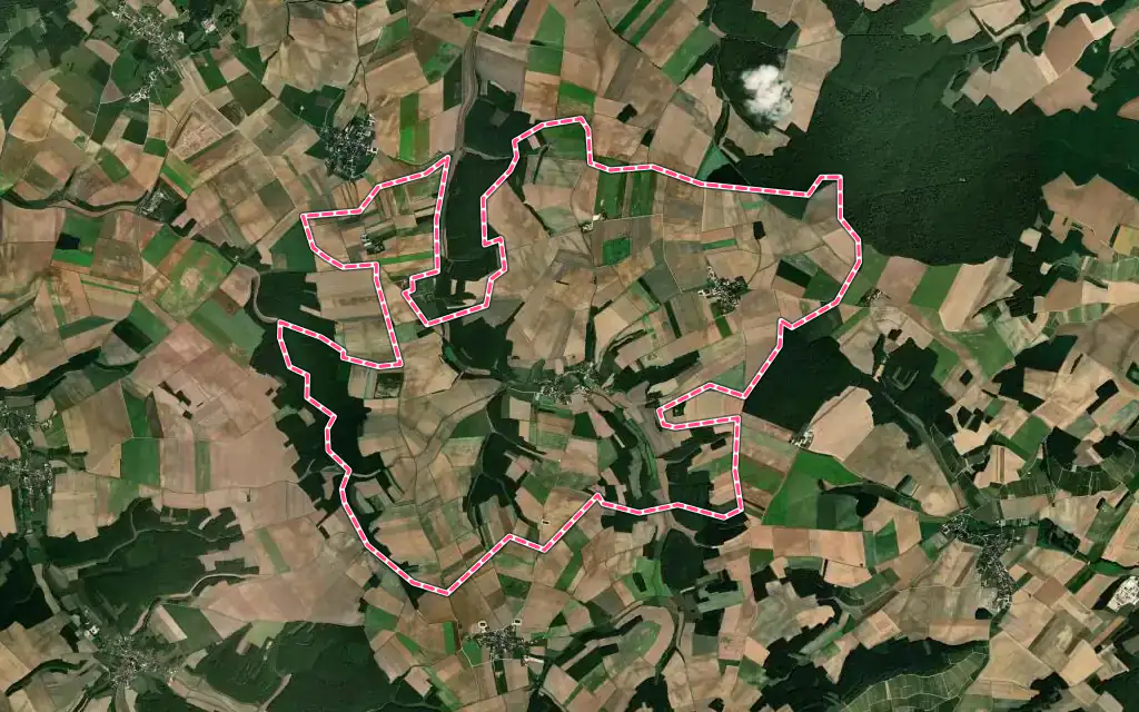 Vue satellite de Balnot-la-Grange avec ses contours administratifs