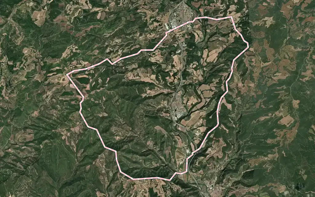 Vista satélite de Balsareny con su contorno administrativo
