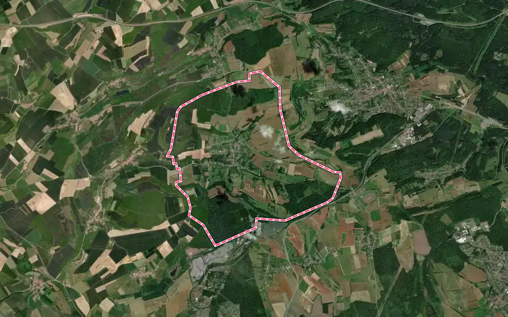 Vue satellite de Bambiderstroff avec ses contours administratifs