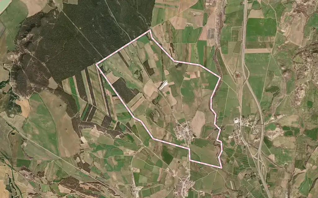 Vista satélite de Banastás/Banastars con su contorno administrativo