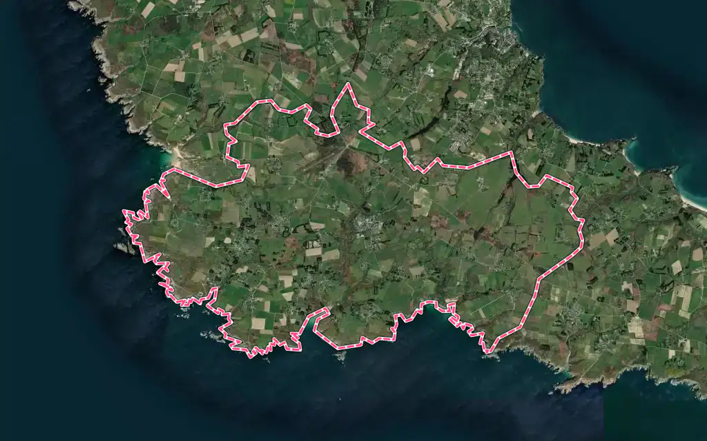 Vue satellite de Bangor avec ses contours administratifs