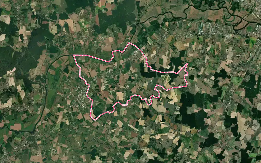 Vue satellite de Bantanges avec ses contours administratifs