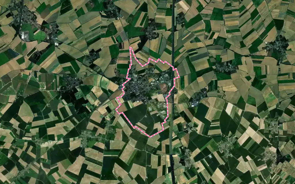 Vue satellite de Bapaume avec ses contours administratifs