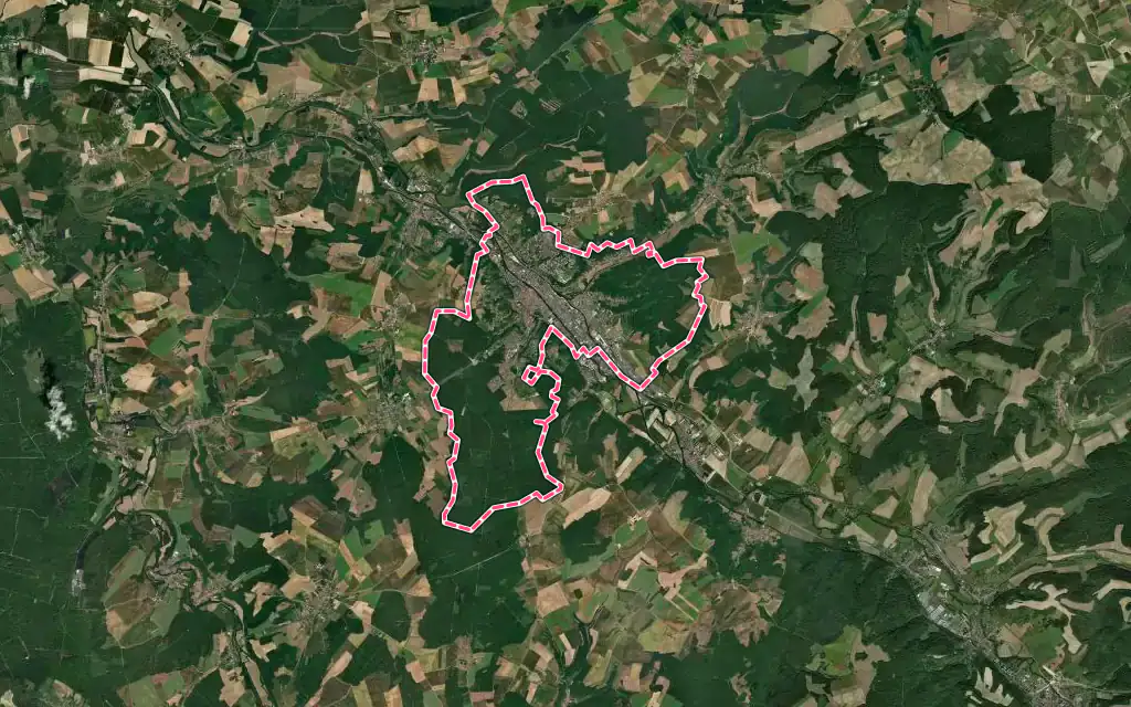 Vue satellite de Bar-le-Duc avec ses contours administratifs