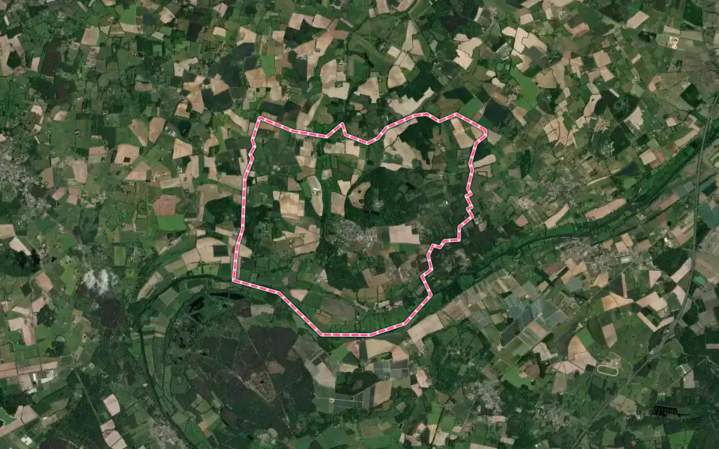 Vue satellite de Baracé avec ses contours administratifs