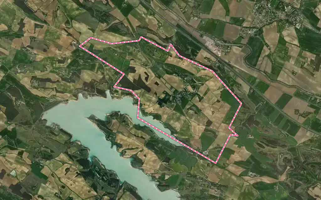 Vue satellite de Baraigne avec ses contours administratifs