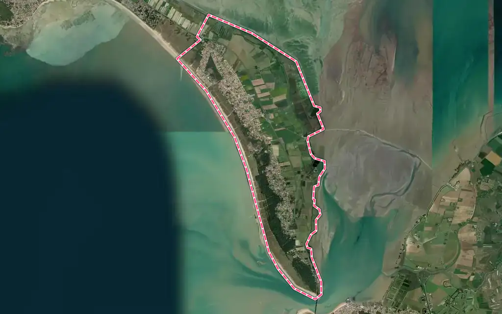 Vue satellite de Barbâtre avec ses contours administratifs