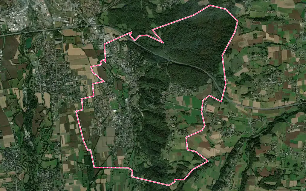 Vue satellite de Barbazan-Debat avec ses contours administratifs