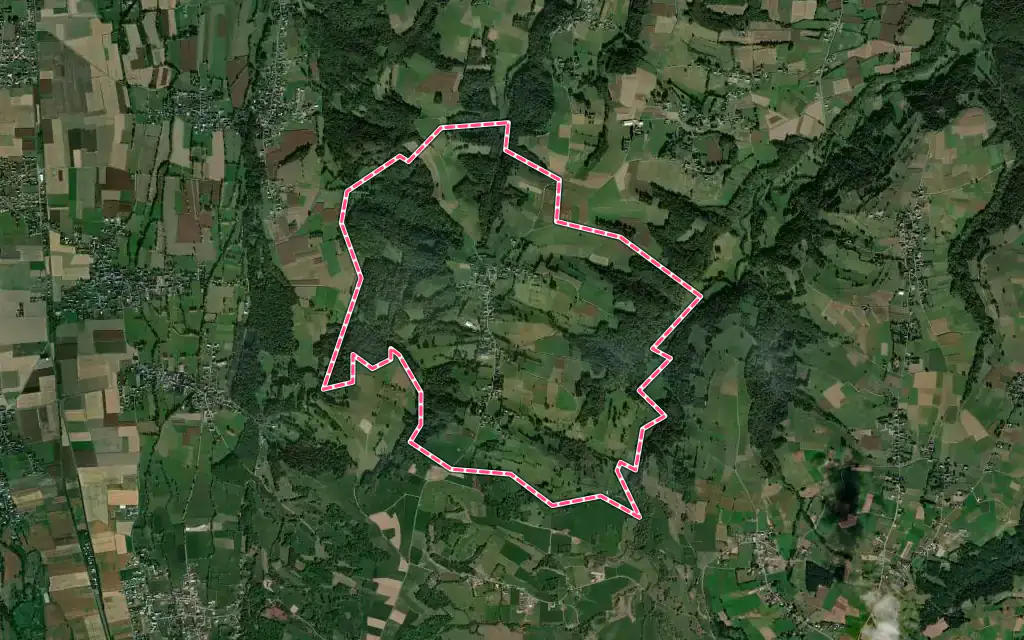 Vue satellite de Barbazan-Dessus avec ses contours administratifs