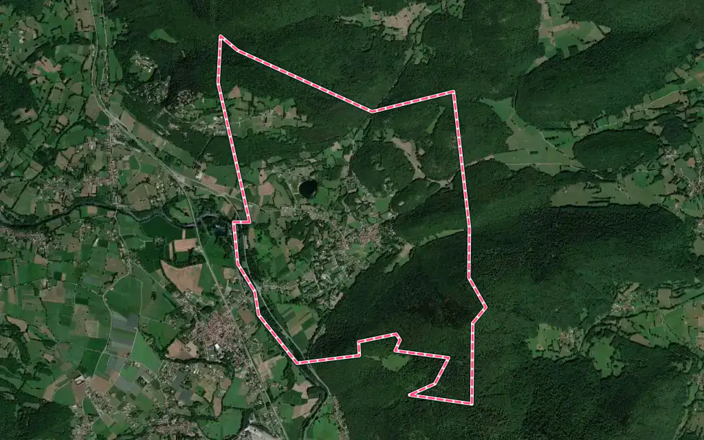 Vue satellite de Barbazan avec ses contours administratifs