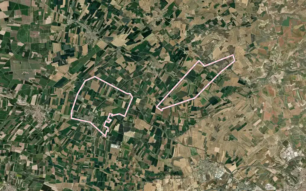 Vista satélite de Barbens con su contorno administrativo