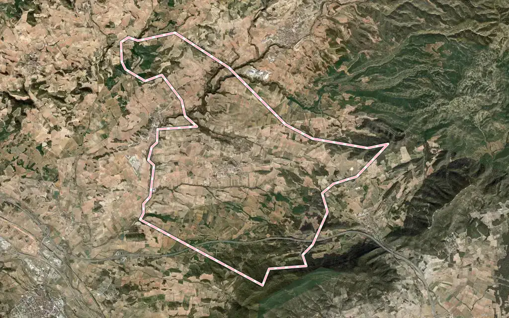 Vista satélite de Barberà de la Conca con su contorno administrativo
