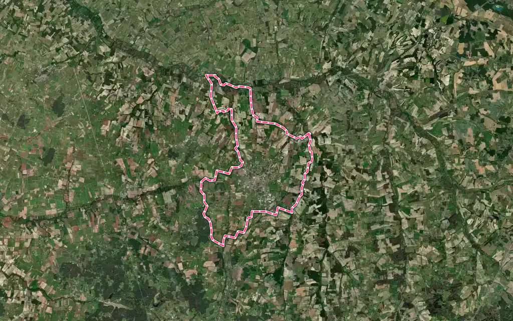 Vue satellite de Barbezieux-Saint-Hilaire avec ses contours administratifs