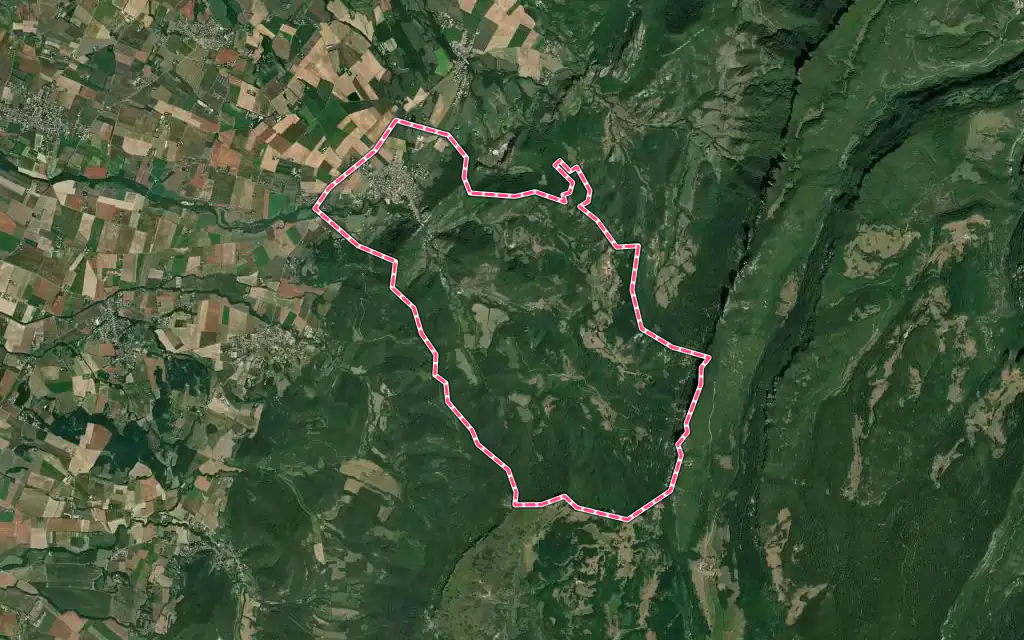 Vue satellite de Barbières avec ses contours administratifs