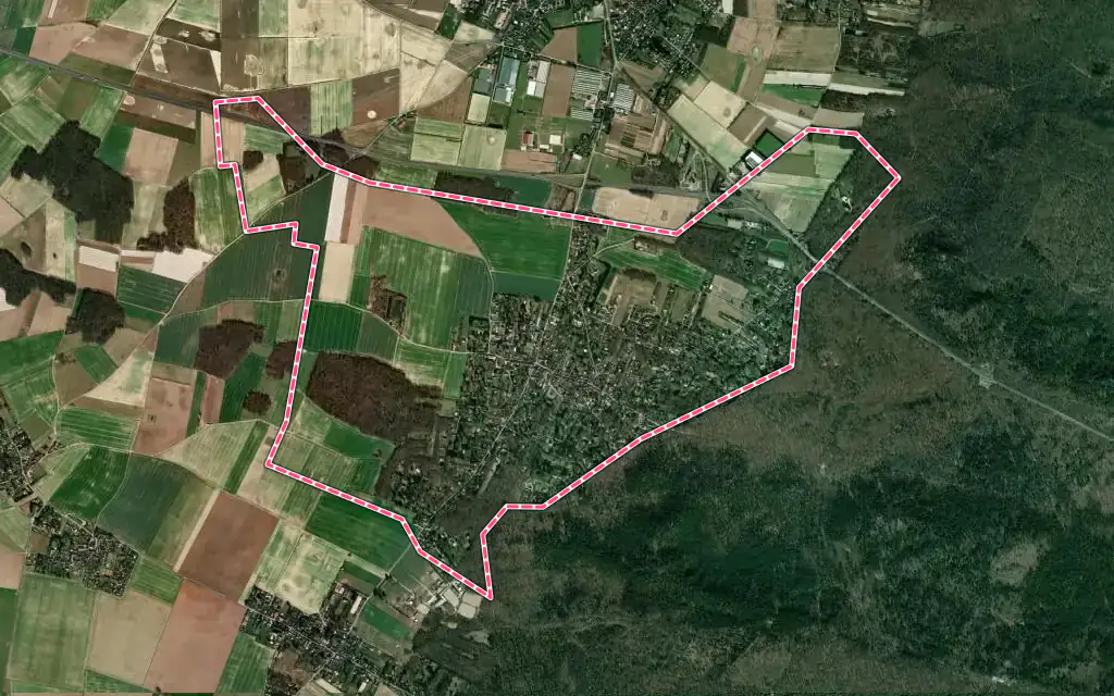 Vue satellite de Barbizon avec ses contours administratifs