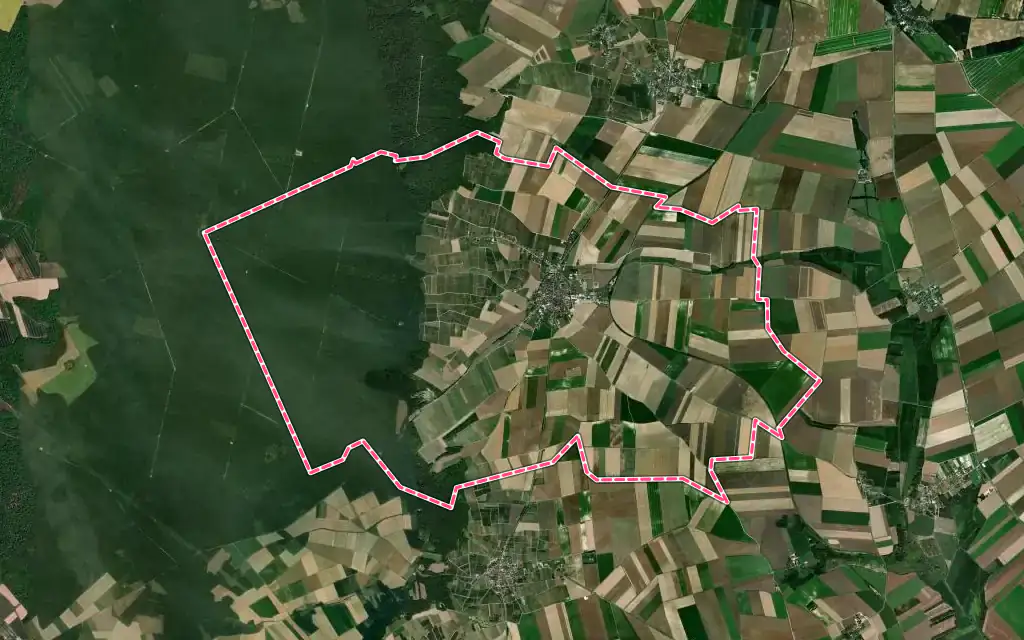 Vue satellite de Barbonne-Fayel avec ses contours administratifs