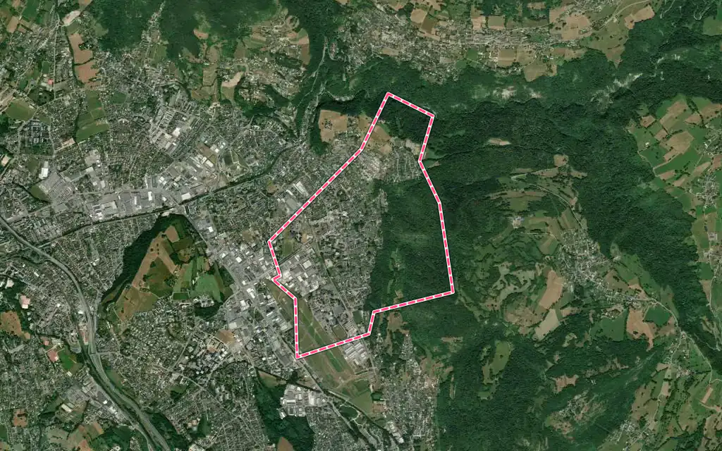 Vue satellite de Barby avec ses contours administratifs