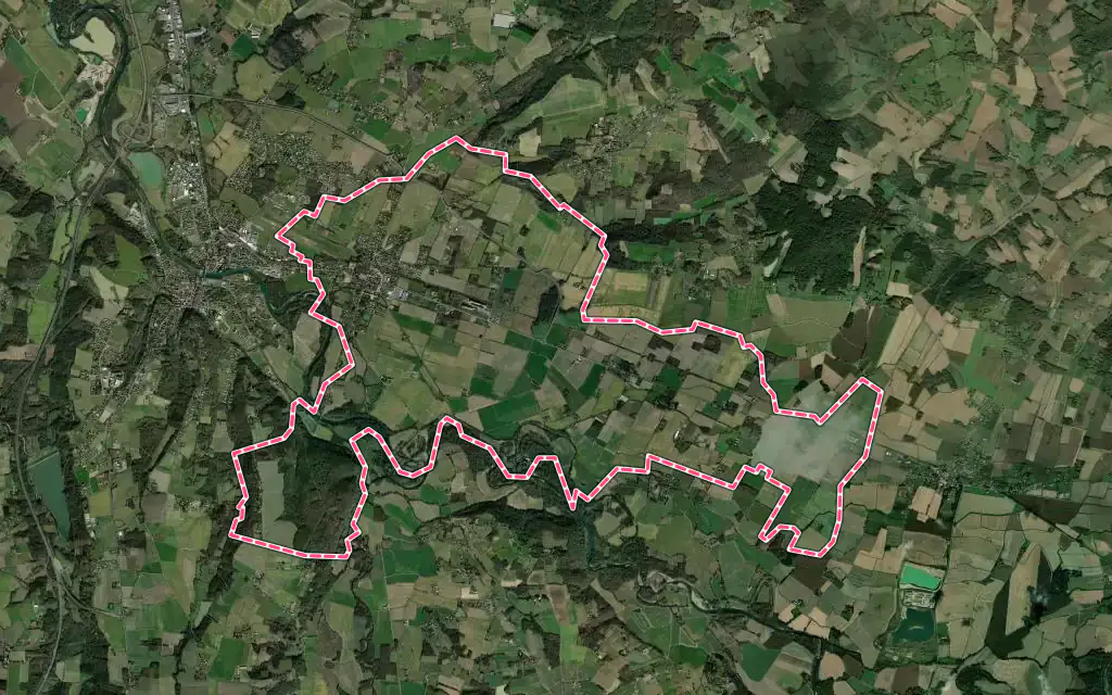 Vue satellite de Barcelonne-du-Gers avec ses contours administratifs